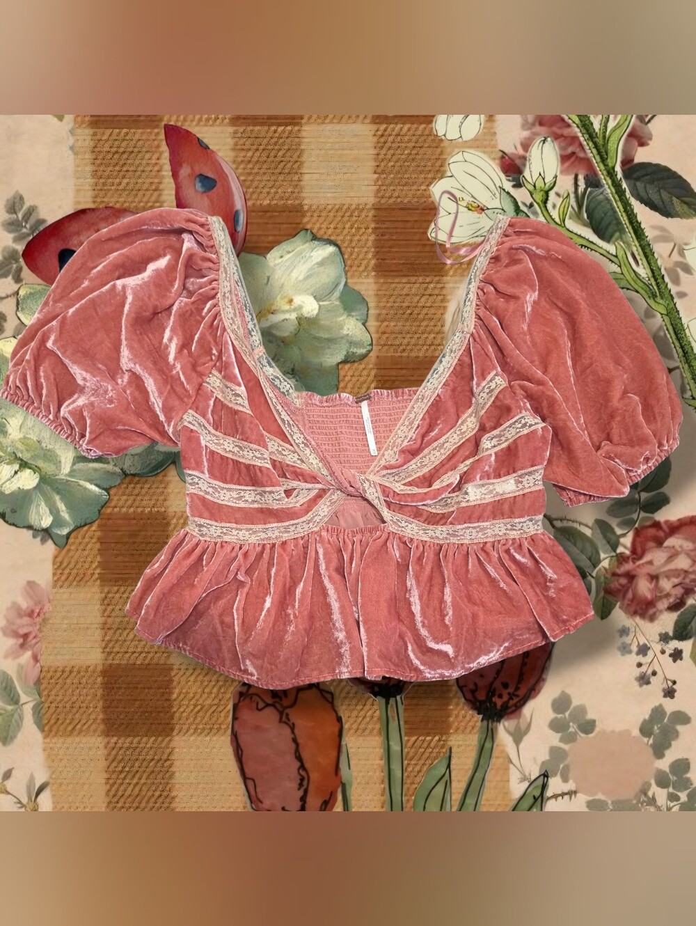 Cottage Core Fairy Core Medium Free People Top - Picture 2 of 5